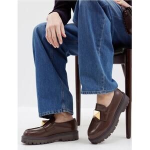 Valentino Garavani One Stud Chunky Loafers in Brown